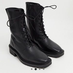 ASOS Black Leather Lace Up Combat Boots